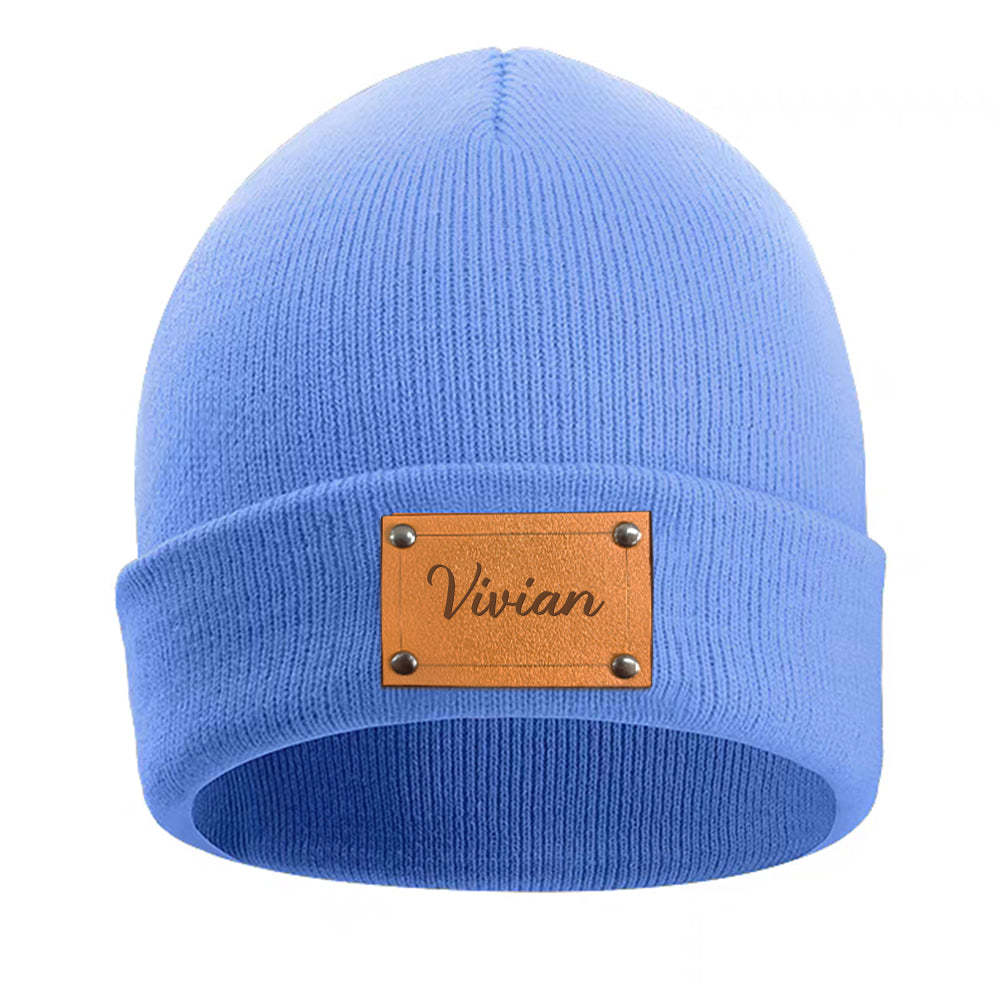 Personalisierte Babymütze Mit Individuellem Namen, Lederaufnäher, Beanie-geschenke Für Kinder Oder Erwachsene - DePhotoBoxer
