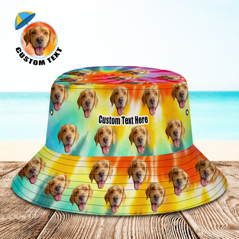 Benutzerdefinierter Eimerhut, Unisex-Gesicht, Eimerhut, personalisierbar, breite Krempe, Sommerkappe, Wandern, Strand, Sporthüte, Regenbogenfarbe, Eimerhut, Geschenk für Liebhaber
