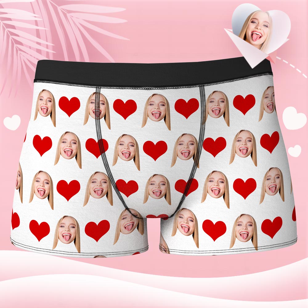 Valentinstag Geschenk Herren Personalisierte Gesicht Boxershorts mit Herz - Bestes Geschenk für Liebhaber - Hochzeitsgeschenk