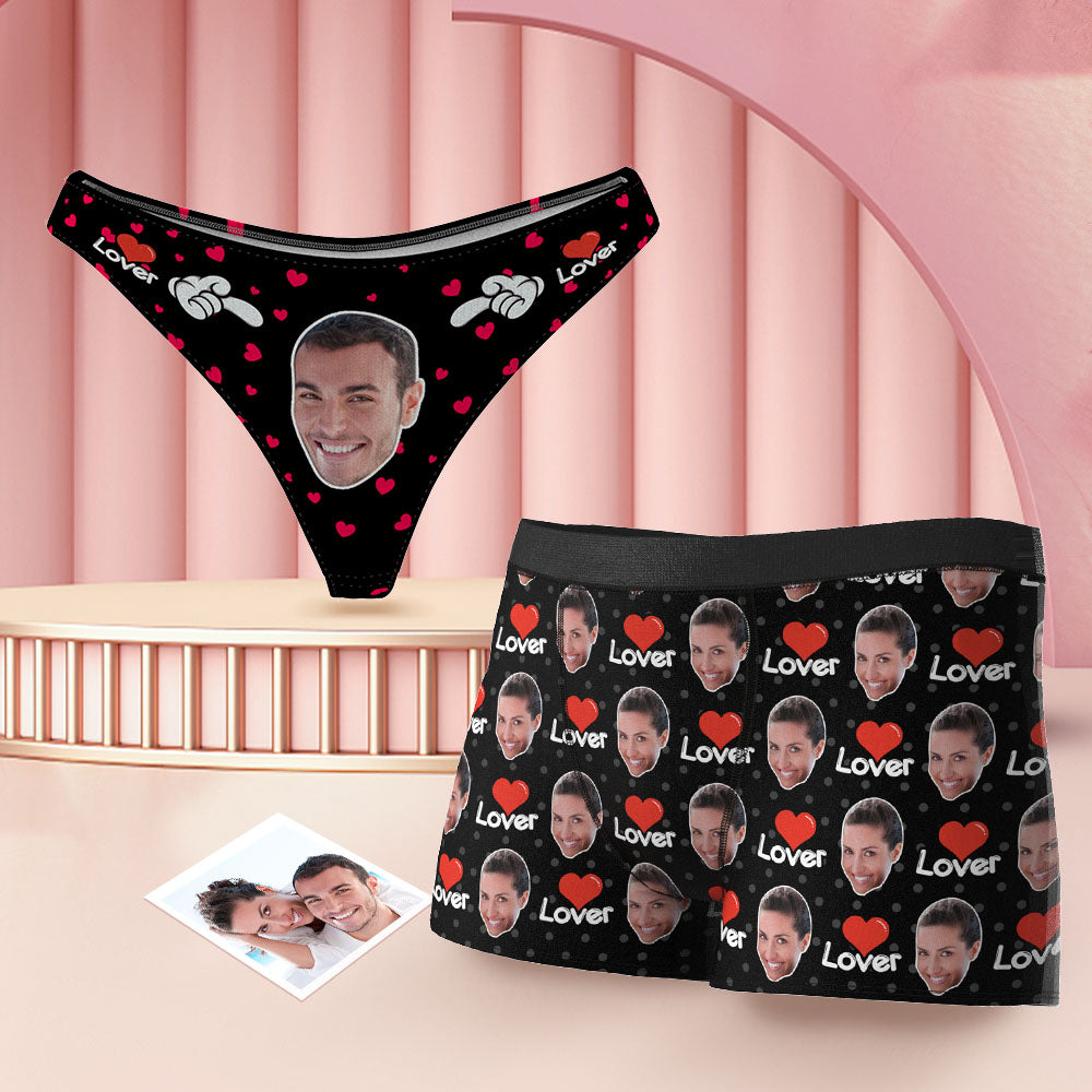 Passende Unterwäsche Für Paare Mit Individuellem Gesicht, Süßer Liebhaber, Personalisierte Lustige Unterwäsche, Valentinstagsgeschenk - DePhotoBoxer