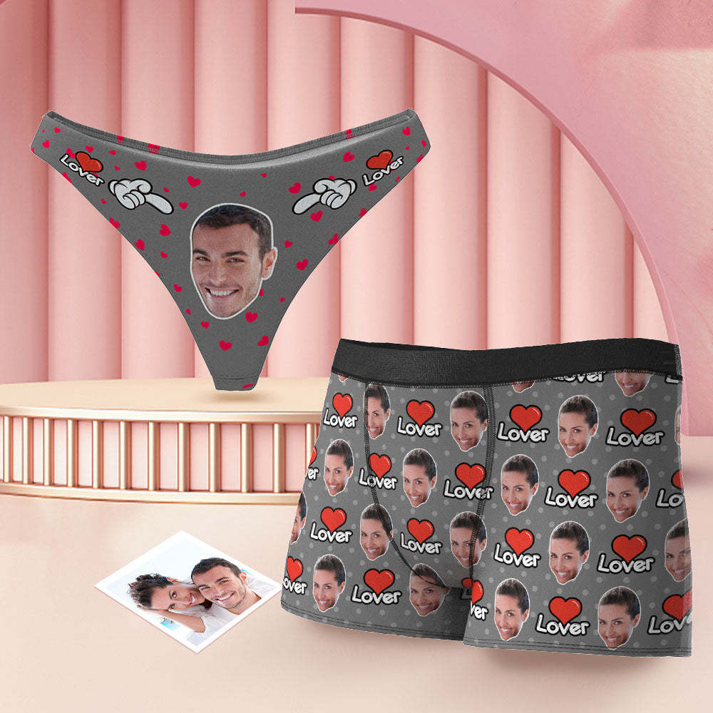 Passende Unterwäsche Für Paare Mit Individuellem Gesicht, Mehrfarbig, Süßer Liebhaber, Personalisierte Lustige Unterwäsche, Valentinstagsgeschenk - DePhotoBoxer