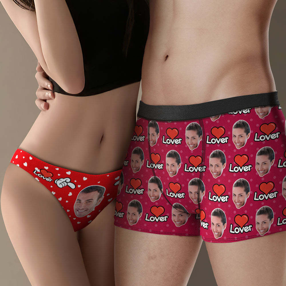 Passende Unterwäsche Für Paare Mit Individuellem Gesicht, Mehrfarbig, Süßer Liebhaber, Personalisierte Lustige Unterwäsche, Valentinstagsgeschenk - DePhotoBoxer
