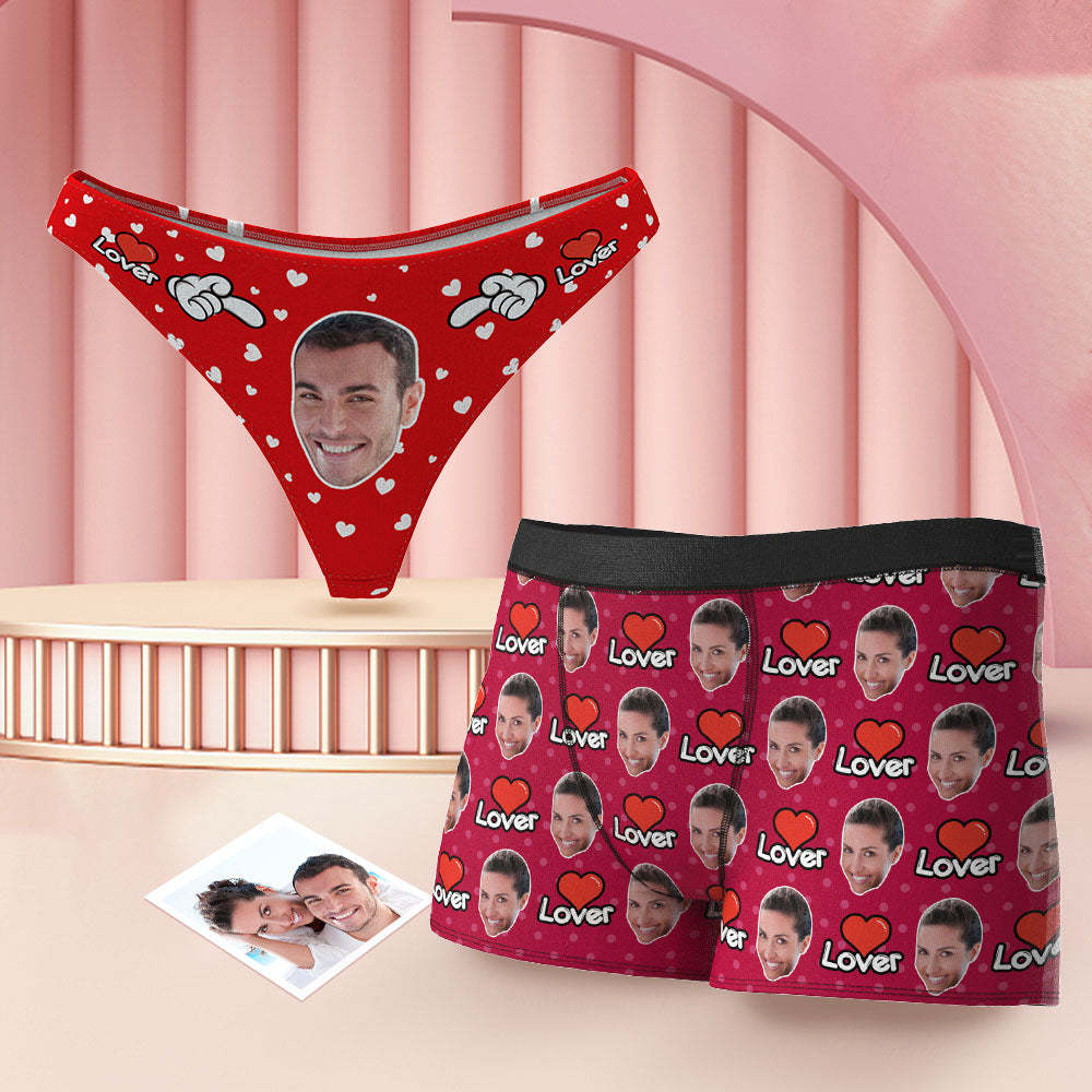 Passende Unterwäsche Für Paare Mit Individuellem Gesicht, Mehrfarbig, Süßer Liebhaber, Personalisierte Lustige Unterwäsche, Valentinstagsgeschenk - DePhotoBoxer