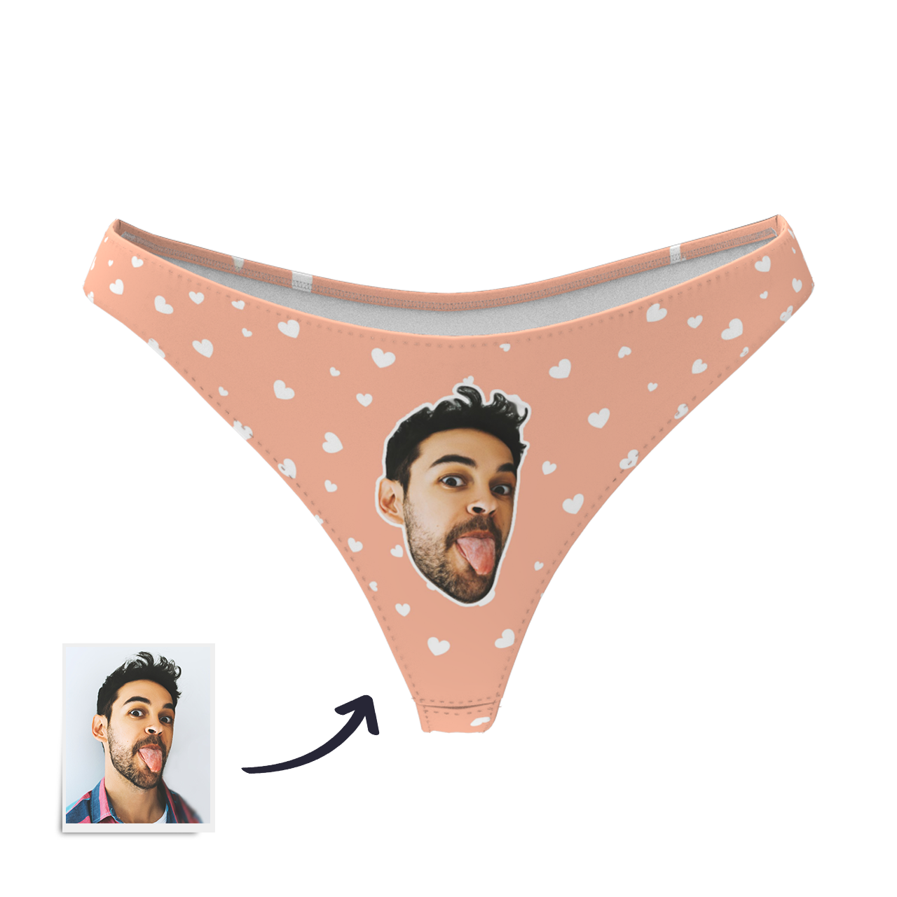 3D Vorschau Süßes Herz für Frauen Beliebte Benutzerdefinierte Gesicht String Panty