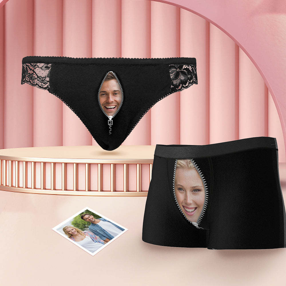 Maßgeschneiderte Gesichtsunterwäsche Für Paare, Valentinstagsgeschenk Im Reißverschlussstil - DePhotoBoxer