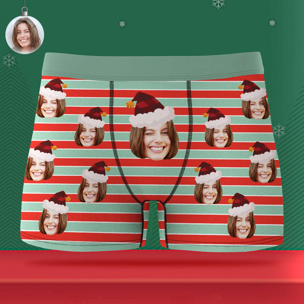 Benutzerdefinierte Gesichtsunterwäsche, Personalisiertes Lustiges Boxer-weihnachtsgeschenk Für Männer - DePhotoBoxer