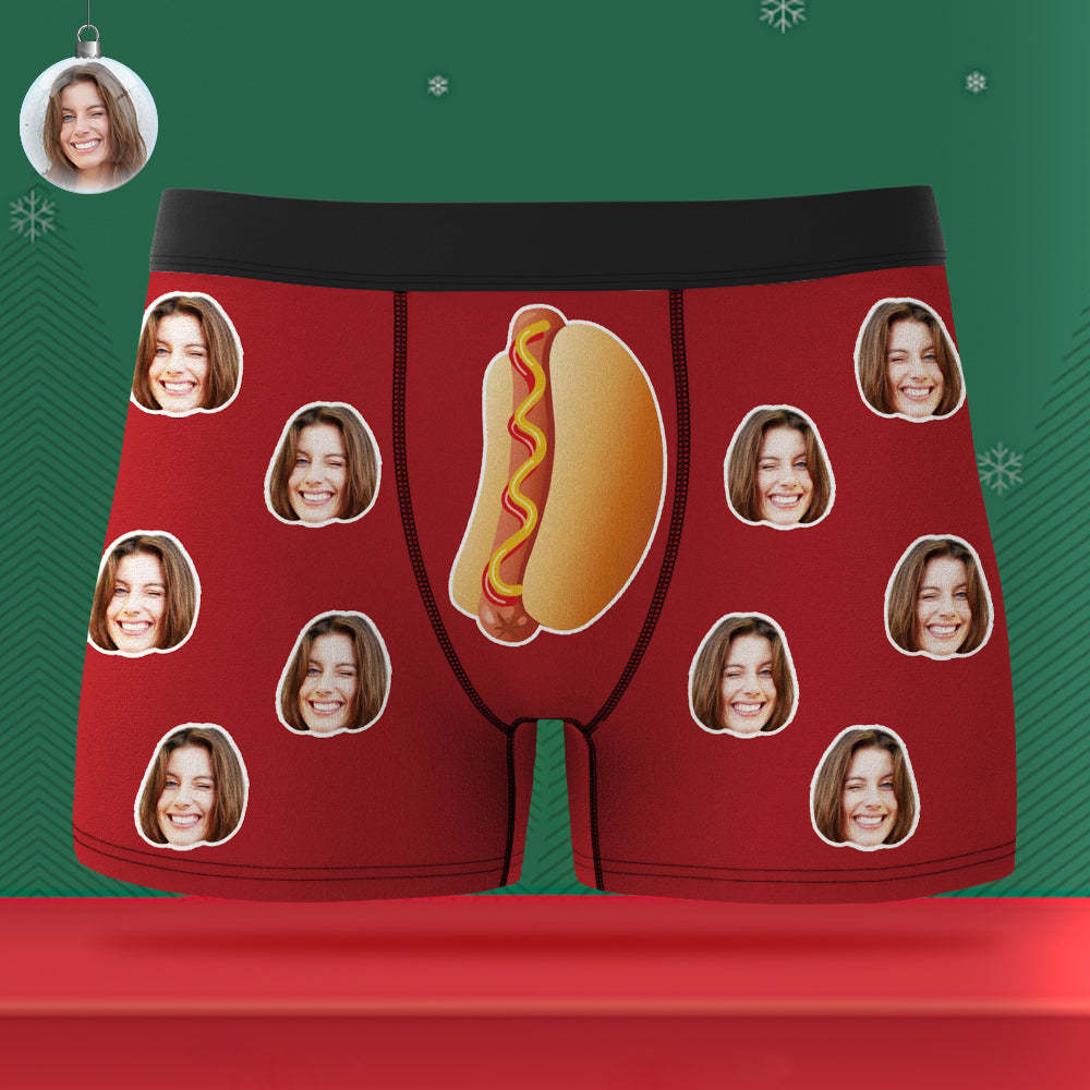 Benutzerdefinierte Gesicht Männer Unterwäsche Personalisierte Lustige Hot Dog Boxer Valentinstag Geschenk Für Ihn - DePhotoBoxer