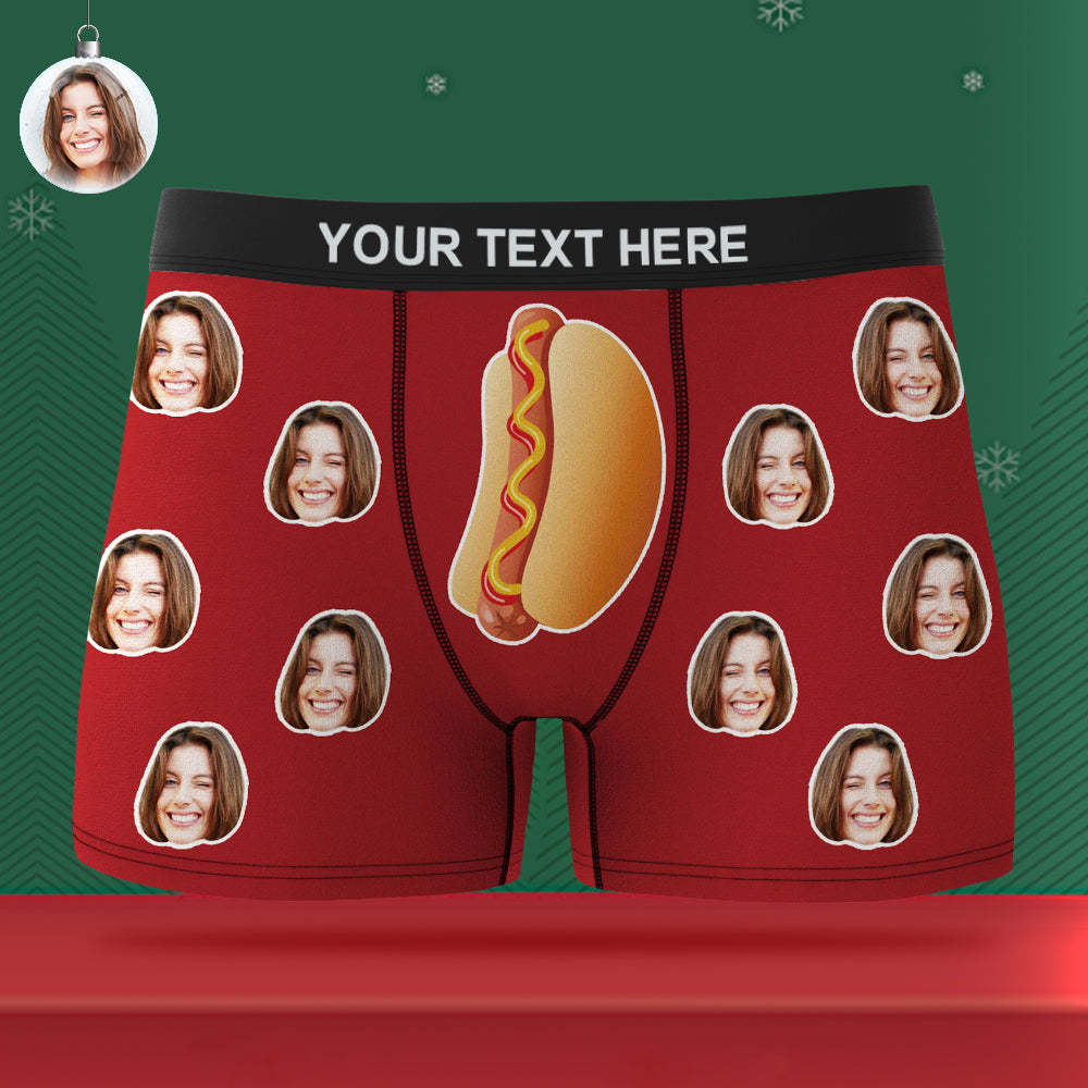 Benutzerdefinierte Gesicht Männer Unterwäsche Personalisierte Lustige Hot Dog Boxer Valentinstag Geschenk Für Ihn - DePhotoBoxer