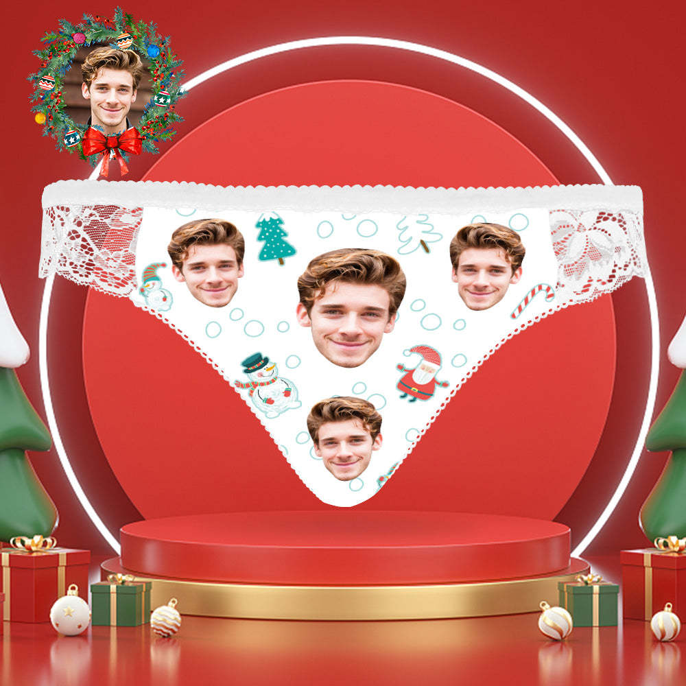 Benutzerdefinierte Gesicht Spitze Höschen Personalisierte Sexy Frauen Unterwäsche Weihnachtsmann Und Schneemann Weihnachtsgeschenke - DePhotoBoxer