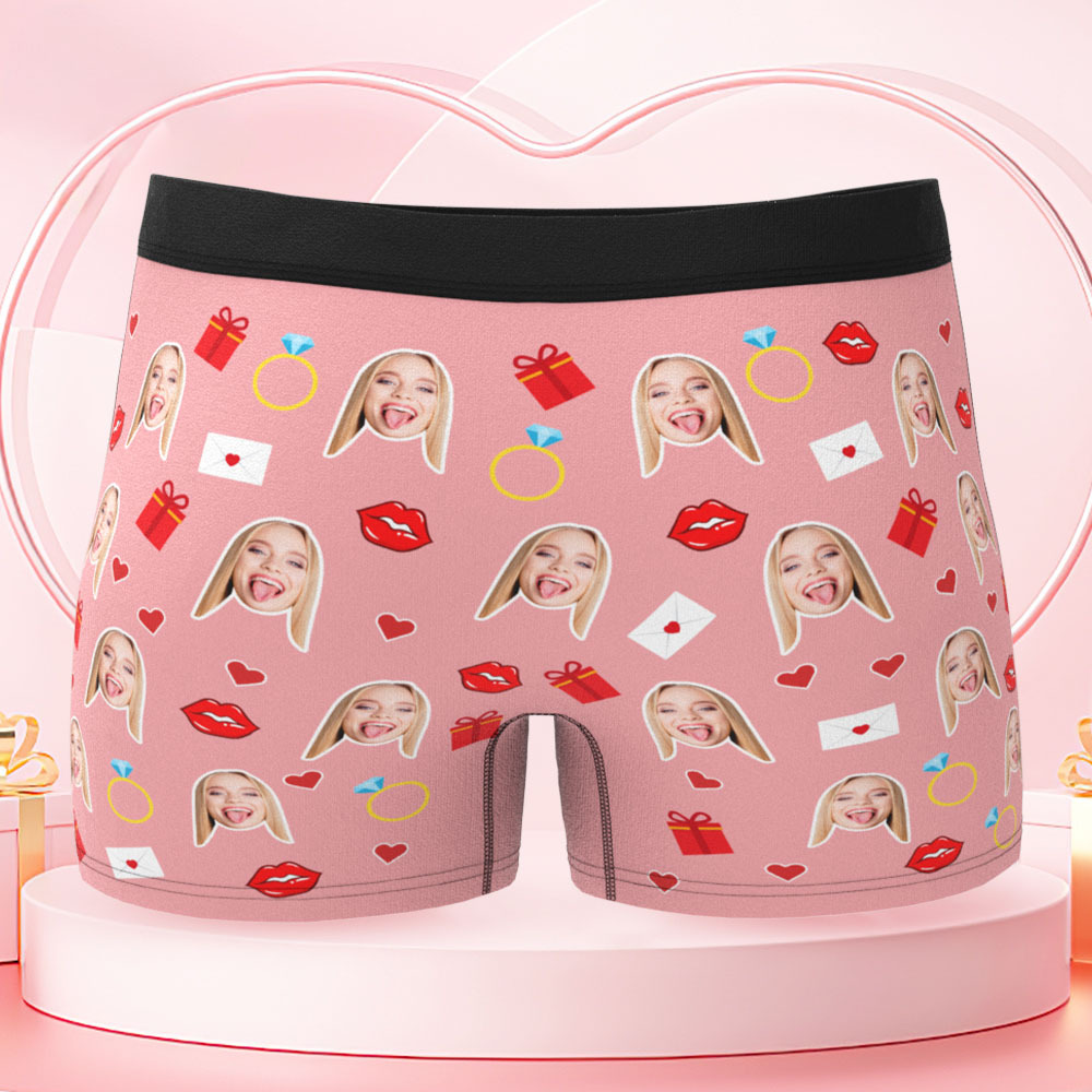 Personalisierte Boxershorts Mit Gesichtsaufdruck Am Bund, Ideales Valentinstagsgeschenk Für Ihn - DePhotoBoxer