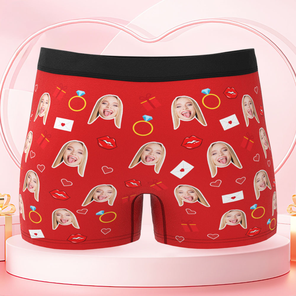Personalisierte Boxershorts Mit Gesichtsaufdruck Am Bund, Ideales Valentinstagsgeschenk Für Ihn - DePhotoBoxer