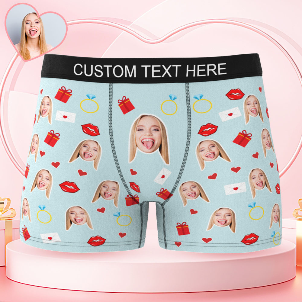 Personalisierte Boxershorts Mit Gesichtsaufdruck Am Bund, Ideales Valentinstagsgeschenk Für Ihn - DePhotoBoxer