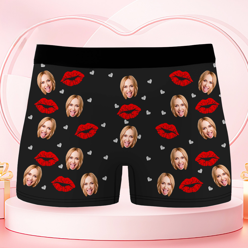 Personalisierte Boxershorts Mit Gesichtsmotiv, Unterwäsche Mit Individuellem Foto, Boxershorts Für Herren Mit Herzmotiv, Jahrestagsgeschenk Für Ihn, Valentinstagsgeschenk - DePhotoBoxer