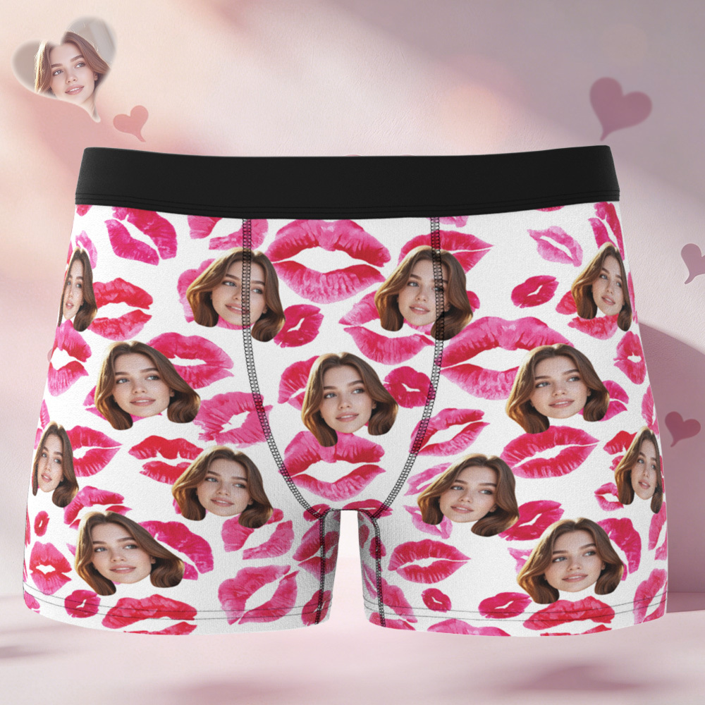 Personalisierte Valentinstags-boxershorts, Personalisierte Herrenunterwäsche, Individuelles Geschenk Für Paare, Personalisierte Boxershorts Für Den Ehemann Mit Gesichtsaufdruck - DePhotoBoxer