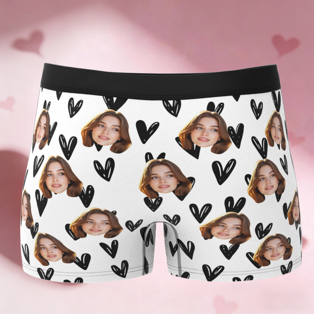 Personalisierte Valentinstags-boxershorts, Personalisierte Herrenunterwäsche, Individuelles Geschenk Für Paare, Personalisierte Boxershorts Für Den Ehemann Mit Gesichtsaufdruck - DePhotoBoxer