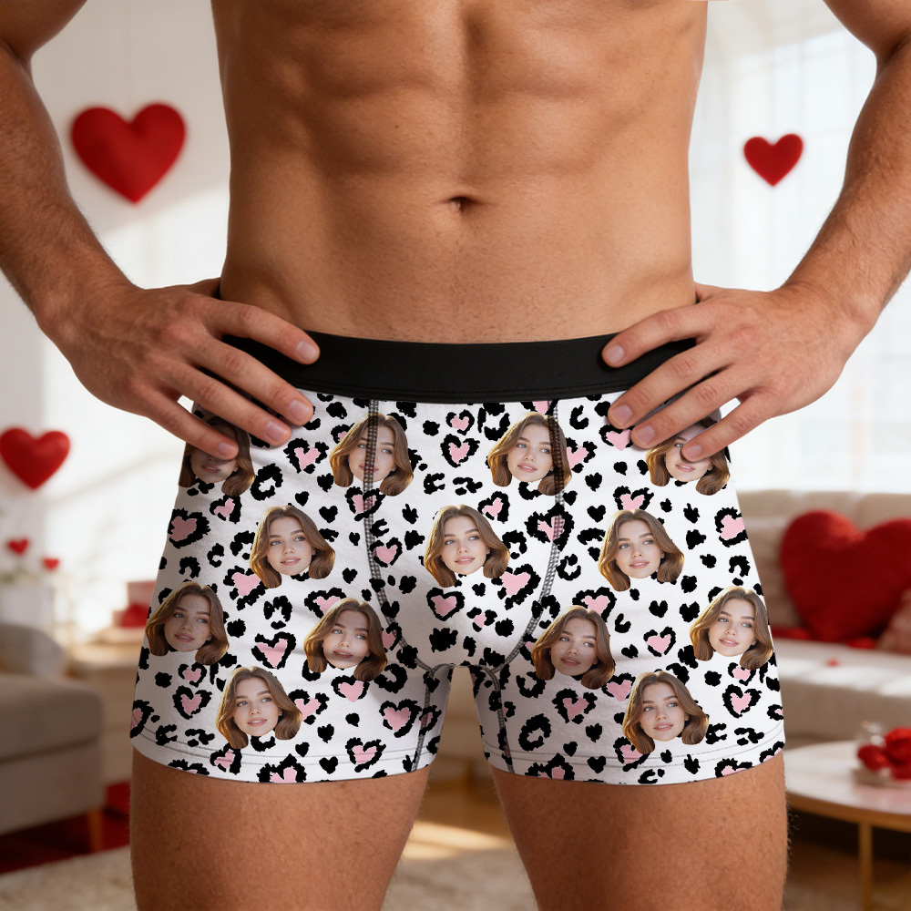 Personalisierte Valentinstags-boxershorts, Personalisierte Herrenunterwäsche, Individuelles Geschenk Für Paare, Personalisierte Boxershorts Für Den Ehemann Mit Gesichtsaufdruck - DePhotoBoxer