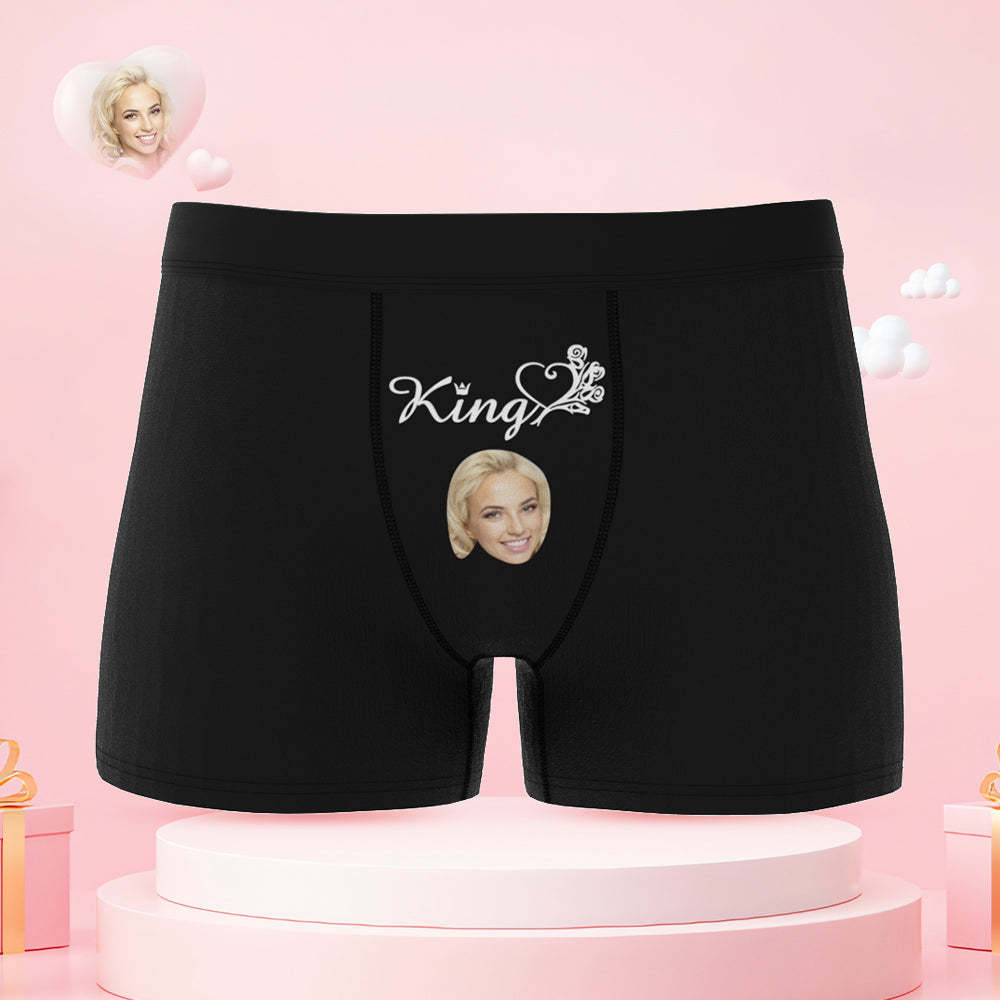 Benutzerdefinierte Gesicht König Und Königin Paar Unterwäsche Personalisierte Unterwäsche Valentinstagsgeschenk - DePhotoBoxer