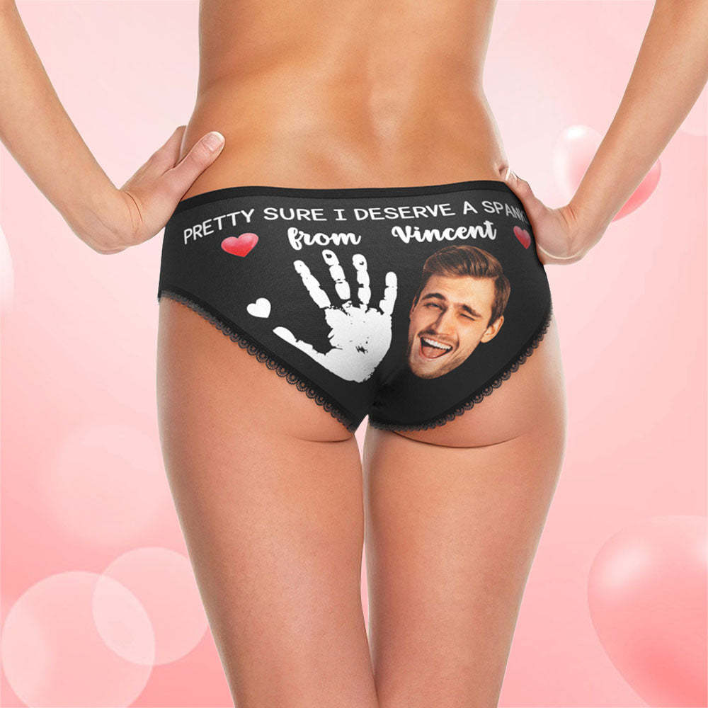 Benutzerdefiniertes Gesichtshöschen, Personalisiertes Foto, Damen-spitzenhöschen. Ziemlich Sicher, Ich Verdiene Ein Spanking-geschenk Zum Valentinstag - DePhotoBoxer
