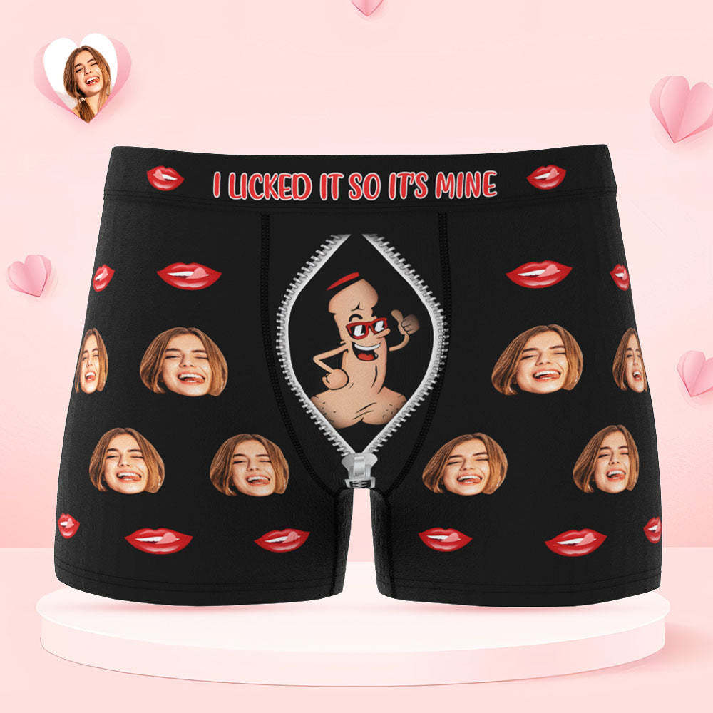 Personalisierte Gesichtsunterwäsche, Personalisierte Boxershorts Und Höschen. I Sucked It So It's Mine. Valentinstagsgeschenke Für Paare - DePhotoBoxer