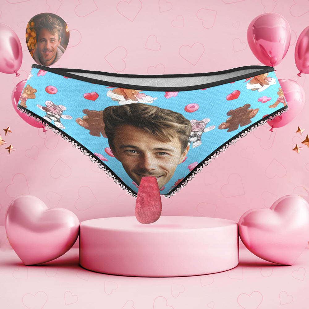 Benutzerdefinierte Gesichtsunterwäsche, Personalisierte Magnetische Zungenunterwäsche, Liebesbär, Valentinstagsgeschenke Für Paare - DePhotoBoxer