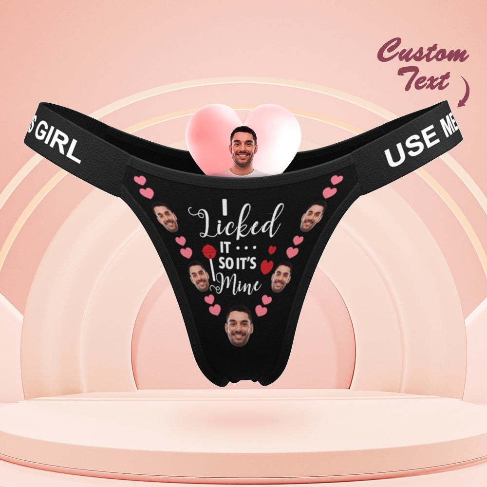 Personalisiertes Boyfrined-gesichtshöschen „i Licked It“, Personalisierter Bund, Gravierter Tanga, Freches Geschenk Für Sie - DePhotoBoxer