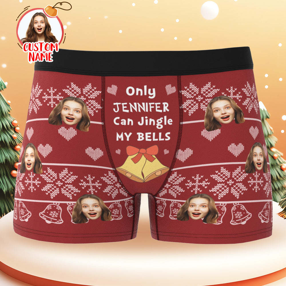 Benutzerdefinierte Gesicht Foto Boxer Bell Shorts Personalisierte Unterwäsche Weihnachtsgeschenk
