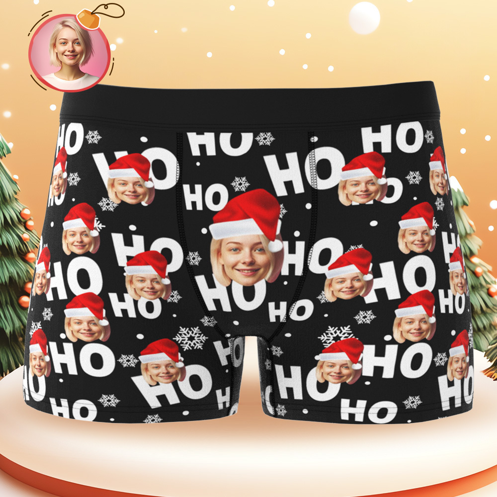 Weihnachts-boxershorts, Weihnachtsgeschenke Für Freunde, Individuelle Herren-boxershorts Mit Gesicht, Personalisierte Herren-slips, Foto Der Freundin Auf Unterwäsche Drucken