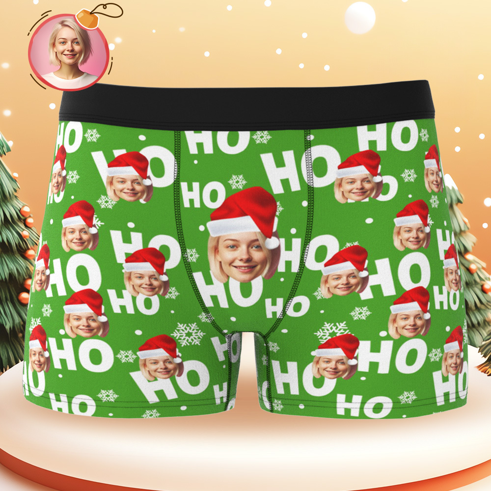 Weihnachts-boxershorts, Weihnachtsgeschenke Für Freunde, Individuelle Herren-boxershorts Mit Gesicht, Personalisierte Herren-slips, Foto Der Freundin Auf Unterwäsche Drucken