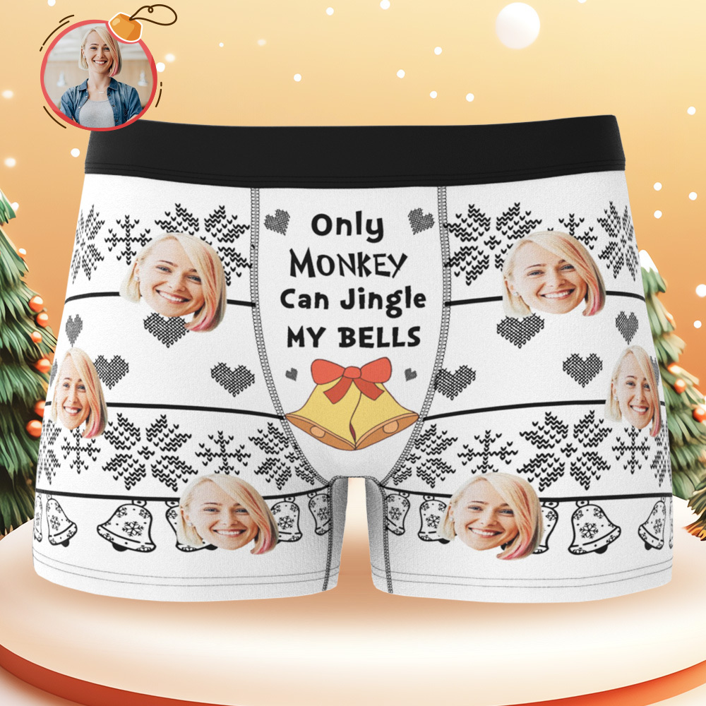 Benutzerdefinierte Gesicht Foto Boxer Bell Shorts Personalisierte Unterwäsche Weihnachtsgeschenk