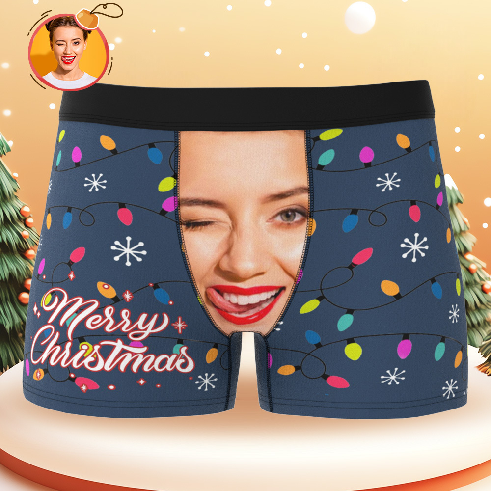Boxershorts Mit Individuellem Gesicht, Personalisierter Bund, Lässige Unterwäsche Für Weihnachten