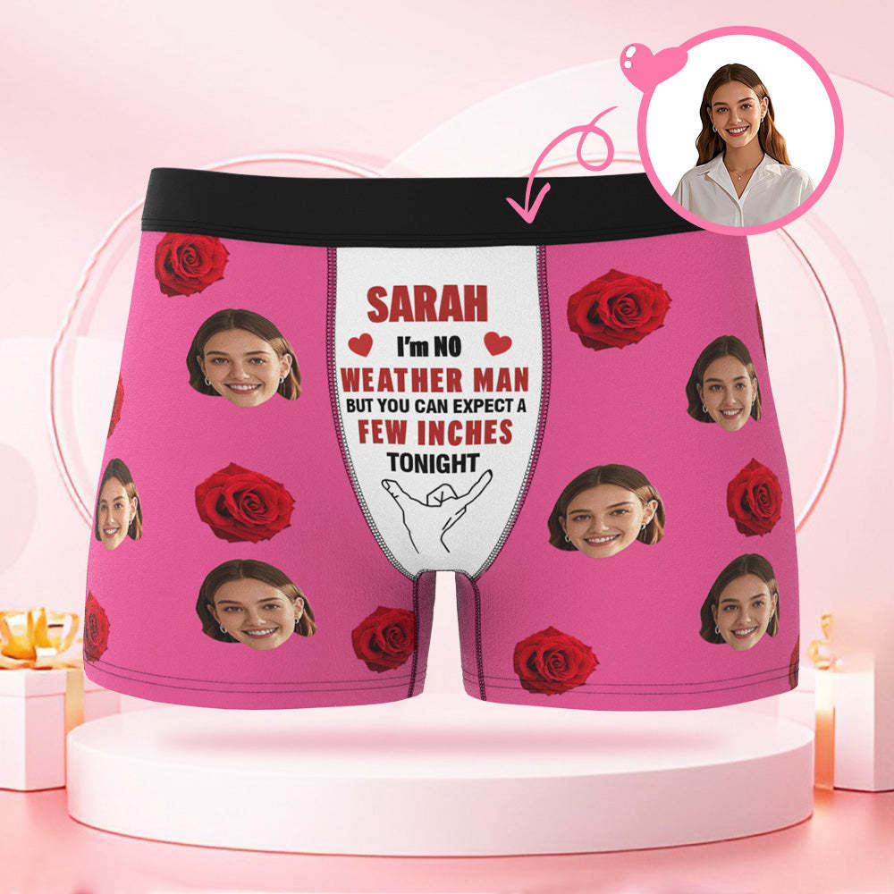 Personalisierte Boxershorts Mit Rosengesicht Zum Valentinstag, Individuelles Valentinstagsgeschenk Mit Namen Für Den Freund - DePhotoBoxer