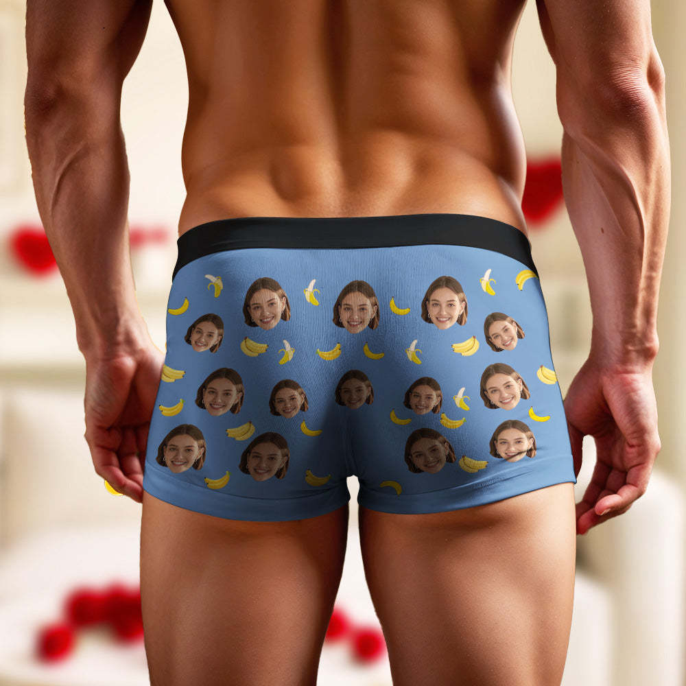 Personalisierte Gesichts- Und Text-boxershorts Mit Bananenmuster. Lustiges Paar-valentinstagsgeschenk Für Den Freund - DePhotoBoxer