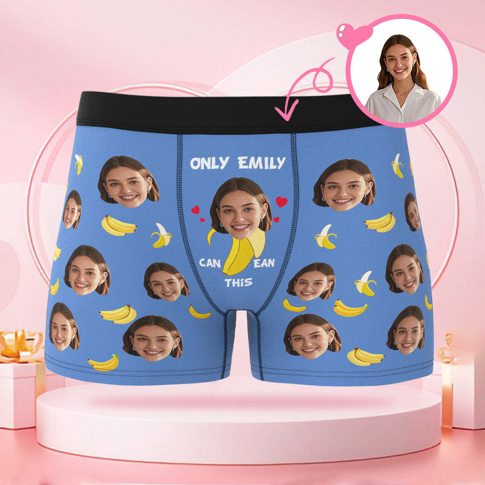 Personalisierte Gesichts- Und Text-boxershorts Mit Bananenmuster. Lustiges Paar-valentinstagsgeschenk Für Den Freund - DePhotoBoxer