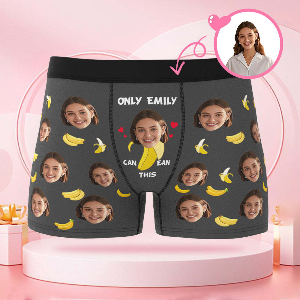 Personalisierte Gesichts- Und Text-boxershorts Mit Bananenmuster. Lustiges Paar-valentinstagsgeschenk Für Den Freund - DePhotoBoxer