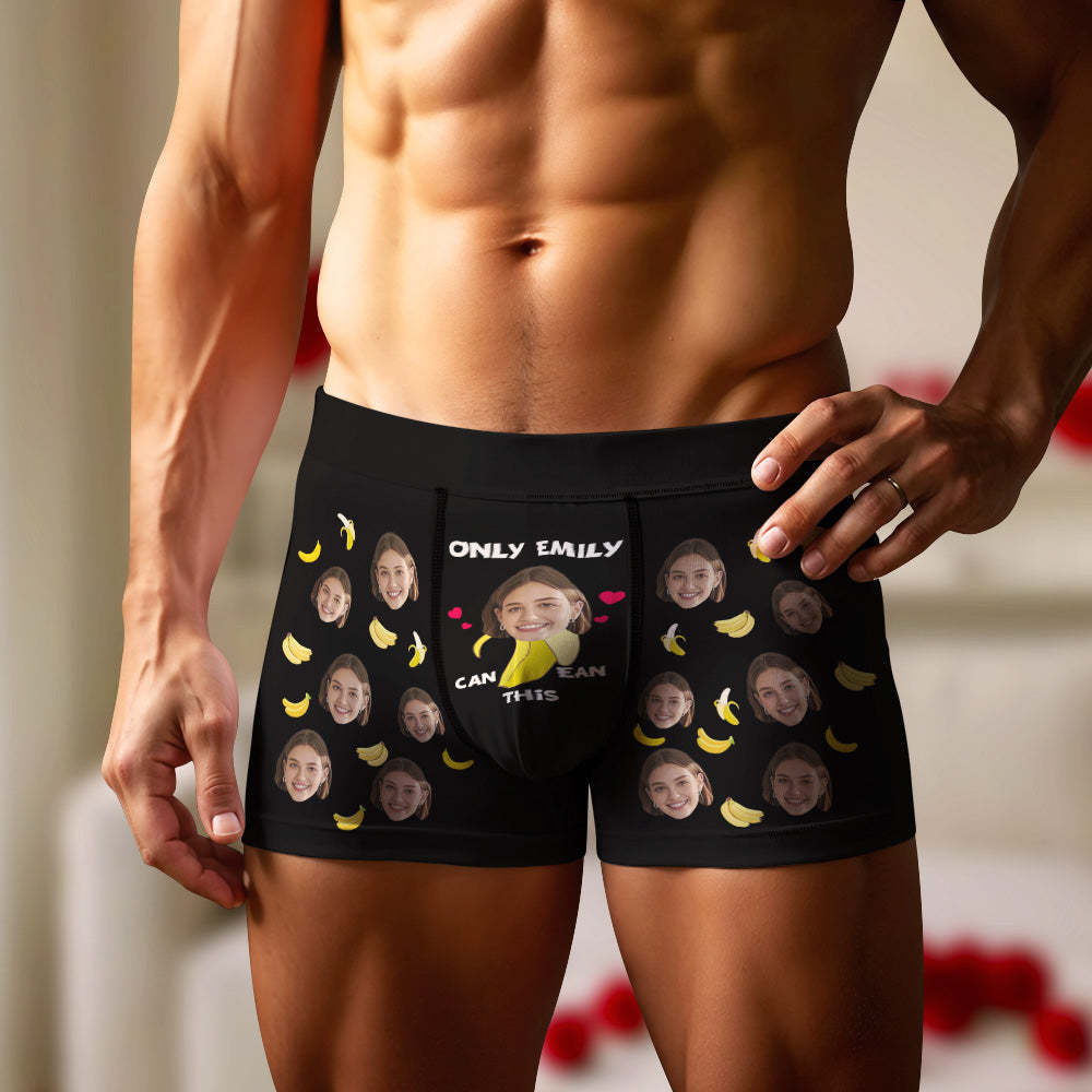 Personalisierte Gesichts- Und Text-boxershorts Mit Bananenmuster. Lustiges Paar-valentinstagsgeschenk Für Den Freund - DePhotoBoxer