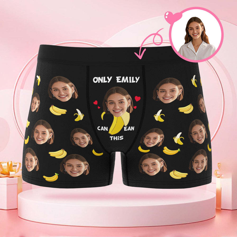 Personalisierte Gesichts- Und Text-boxershorts Mit Bananenmuster. Lustiges Paar-valentinstagsgeschenk Für Den Freund - DePhotoBoxer