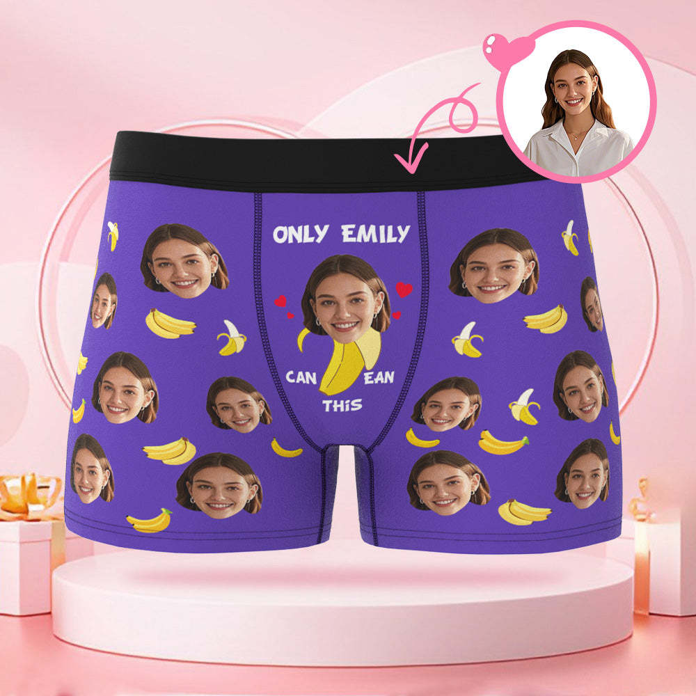 Personalisierte Gesichts- Und Text-boxershorts Mit Bananenmuster. Lustiges Paar-valentinstagsgeschenk Für Den Freund - DePhotoBoxer