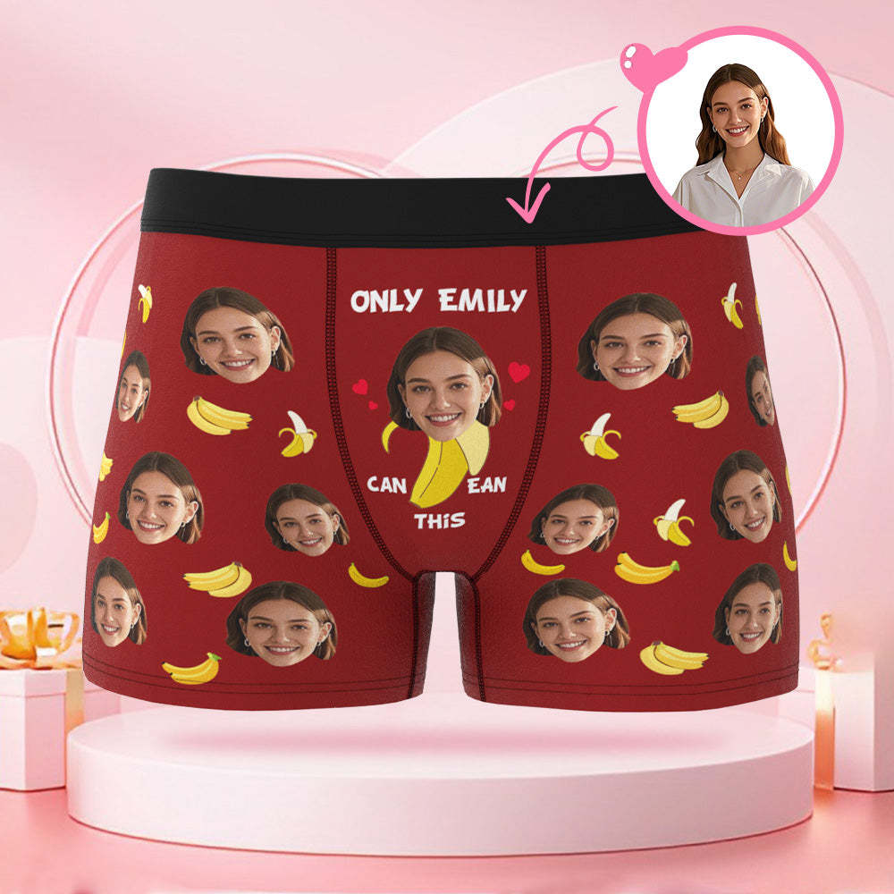 Personalisierte Gesichts- Und Text-boxershorts Mit Bananenmuster. Lustiges Paar-valentinstagsgeschenk Für Den Freund - DePhotoBoxer