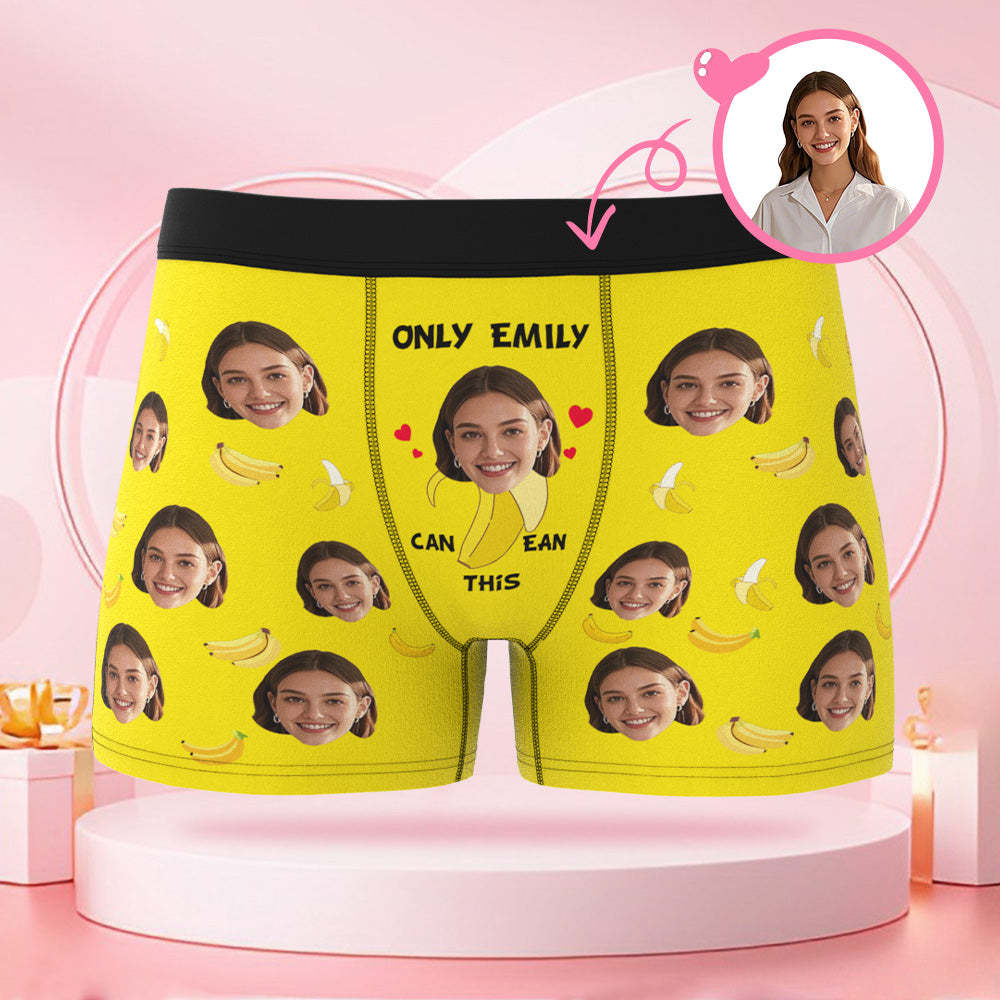 Personalisierte Gesichts- Und Text-boxershorts Mit Bananenmuster. Lustiges Paar-valentinstagsgeschenk Für Den Freund - DePhotoBoxer