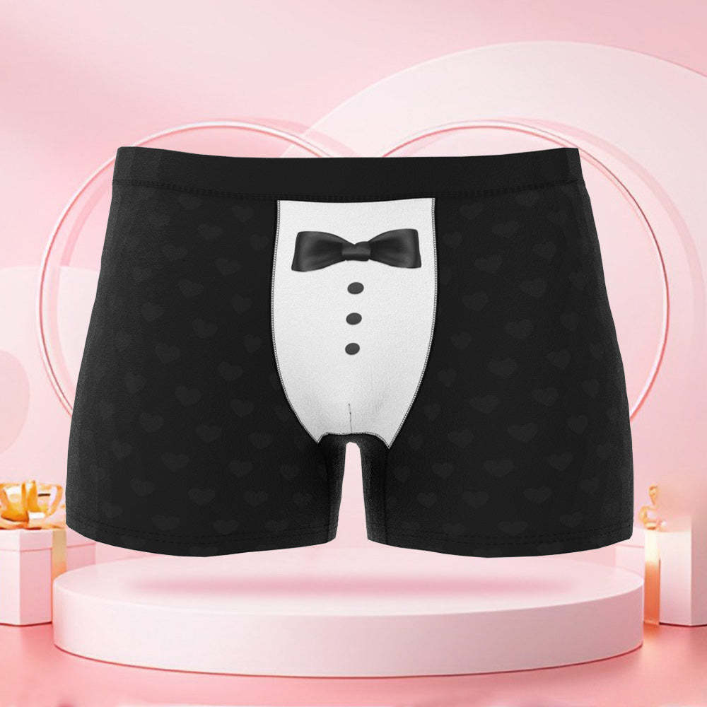 Personalisierte Boxershorts Mit Namen Und Gesicht Als Foto Und Krawattenmuster, Valentinstagsgeschenk Für Den Freund - DePhotoBoxer