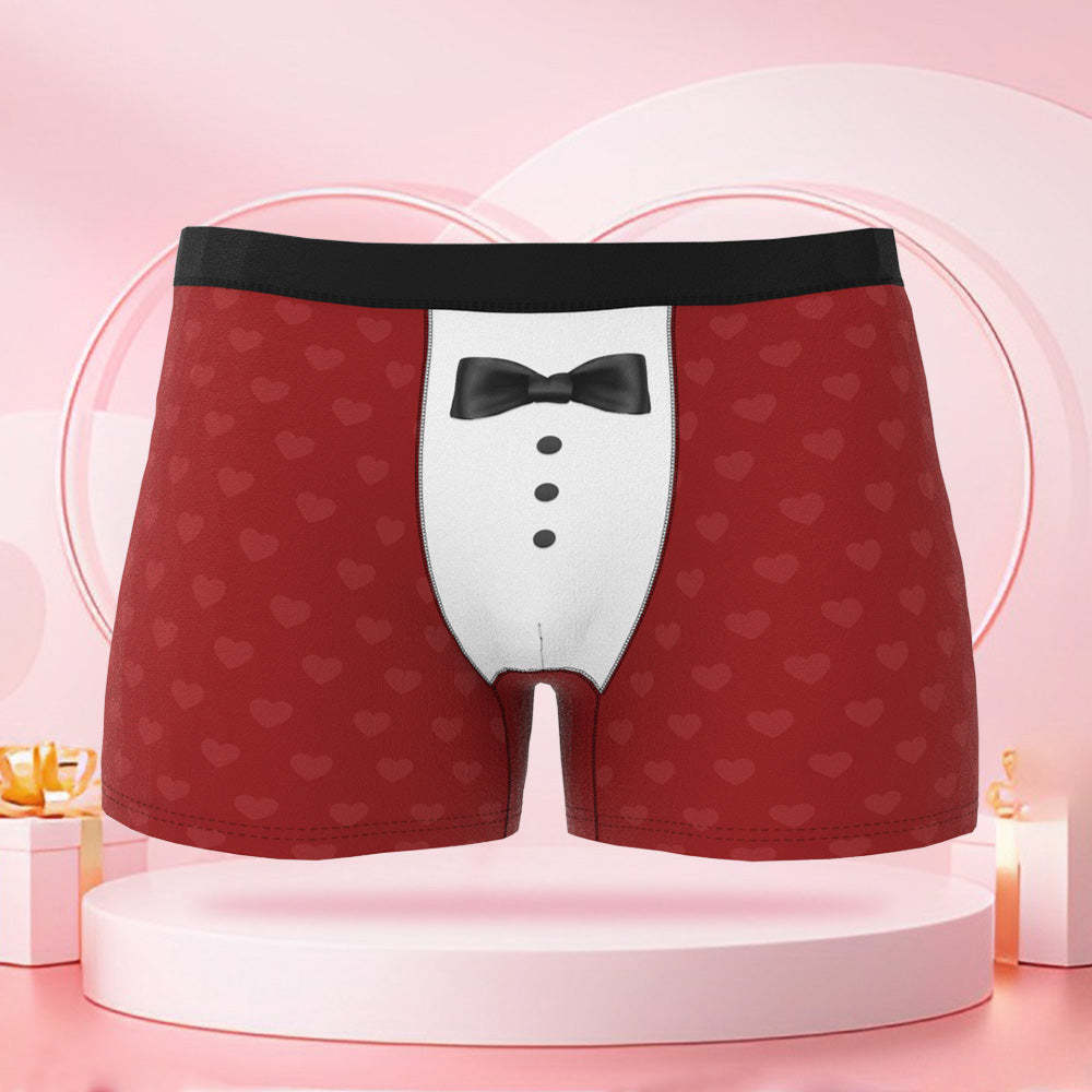Personalisierte Boxershorts Mit Namen Und Gesicht Als Foto Und Krawattenmuster, Valentinstagsgeschenk Für Den Freund - DePhotoBoxer