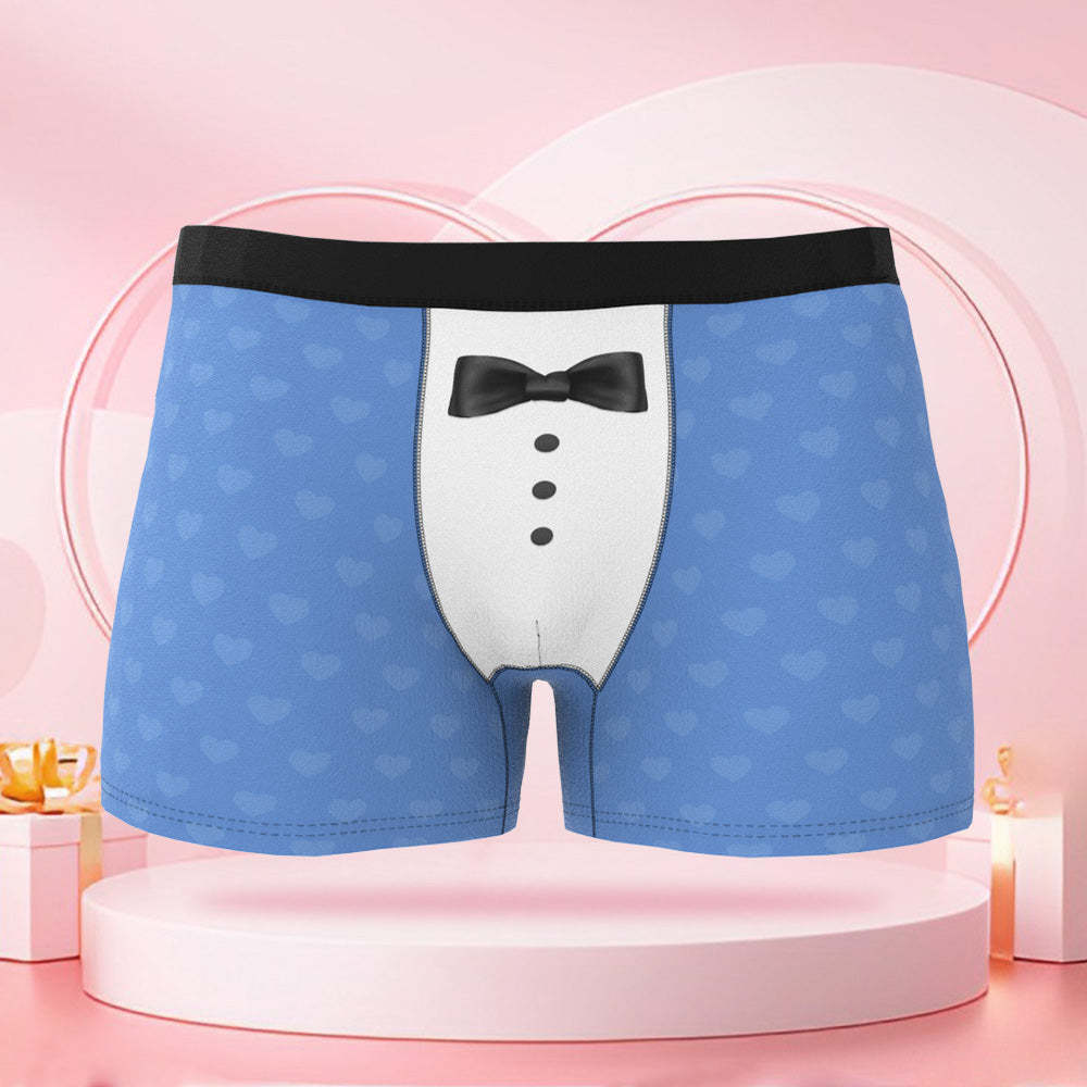 Personalisierte Boxershorts Mit Namen Und Gesicht Als Foto Und Krawattenmuster, Valentinstagsgeschenk Für Den Freund - DePhotoBoxer