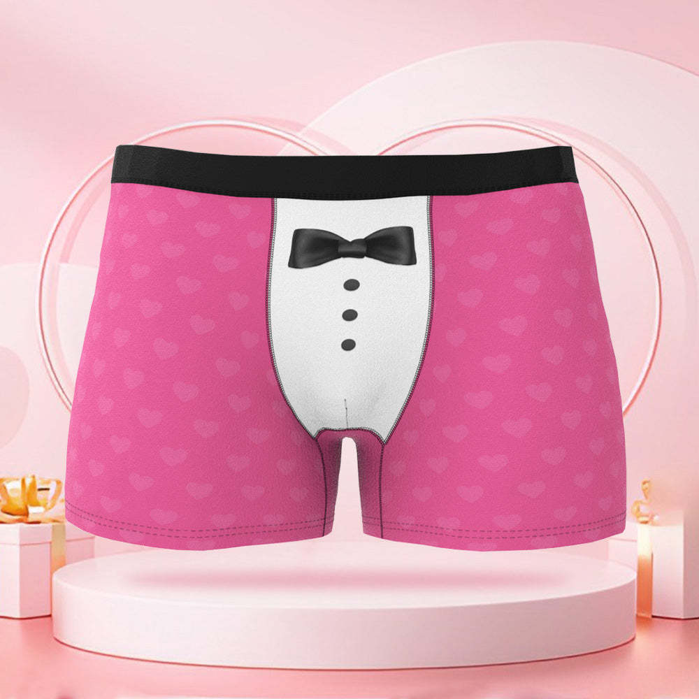 Personalisierte Boxershorts Mit Namen Und Gesicht Als Foto Und Krawattenmuster, Valentinstagsgeschenk Für Den Freund - DePhotoBoxer