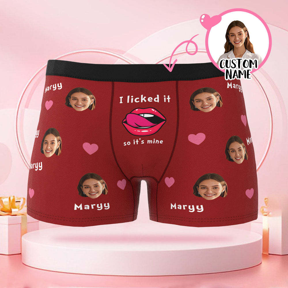 Individuelle Valentinstags-boxershorts Mit Namen Und Gesichtsfoto Und Lippenaufdruck Mit Valentinstagsgeschenken Für Den Freund - DePhotoBoxer