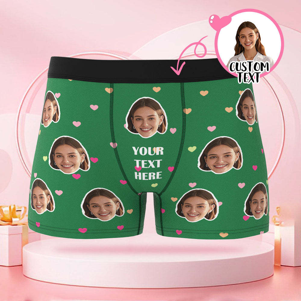 Maßgeschneiderte Boxershorts Mit Menschlichem Gesicht Und Text Mit Buntem Herzmuster, Liebesgeschenk Zum Valentinstag Für Den Freund - DePhotoBoxer