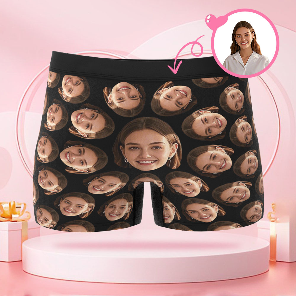 Maßgeschneiderte Herren-boxershorts Mit Menschlichem Gesicht, Boxer-geschenk Mit Rotierendem Menschlichem Gesicht, Für Freund Zum Valentinstag - DePhotoBoxer