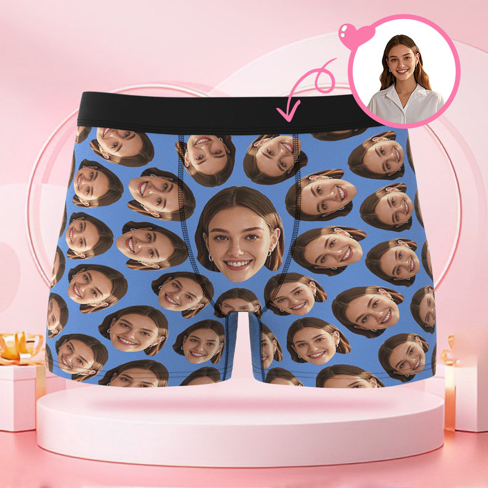 Maßgeschneiderte Herren-boxershorts Mit Menschlichem Gesicht, Boxer-geschenk Mit Rotierendem Menschlichem Gesicht, Für Freund Zum Valentinstag - DePhotoBoxer