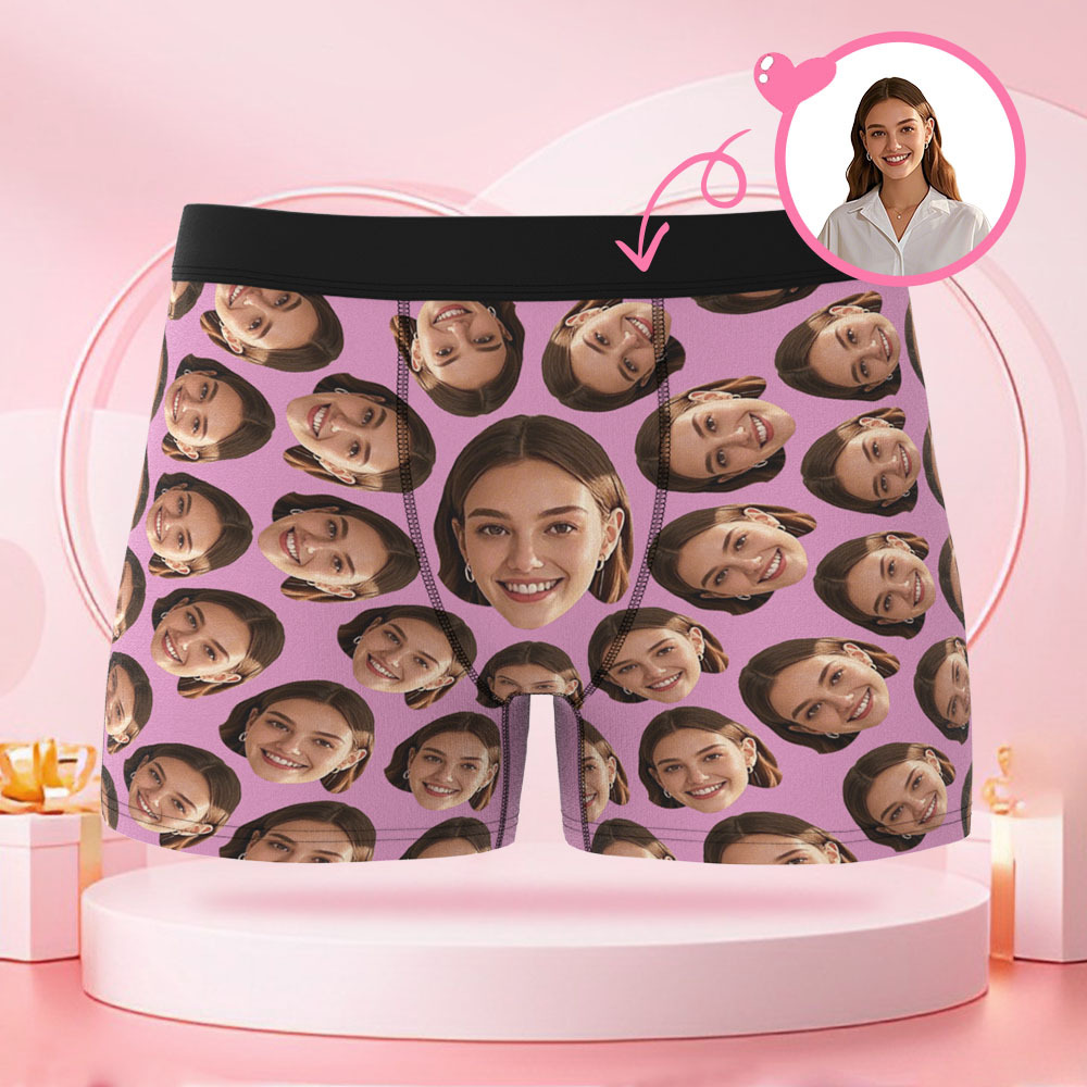 Maßgeschneiderte Herren-boxershorts Mit Menschlichem Gesicht, Boxer-geschenk Mit Rotierendem Menschlichem Gesicht, Für Freund Zum Valentinstag - DePhotoBoxer