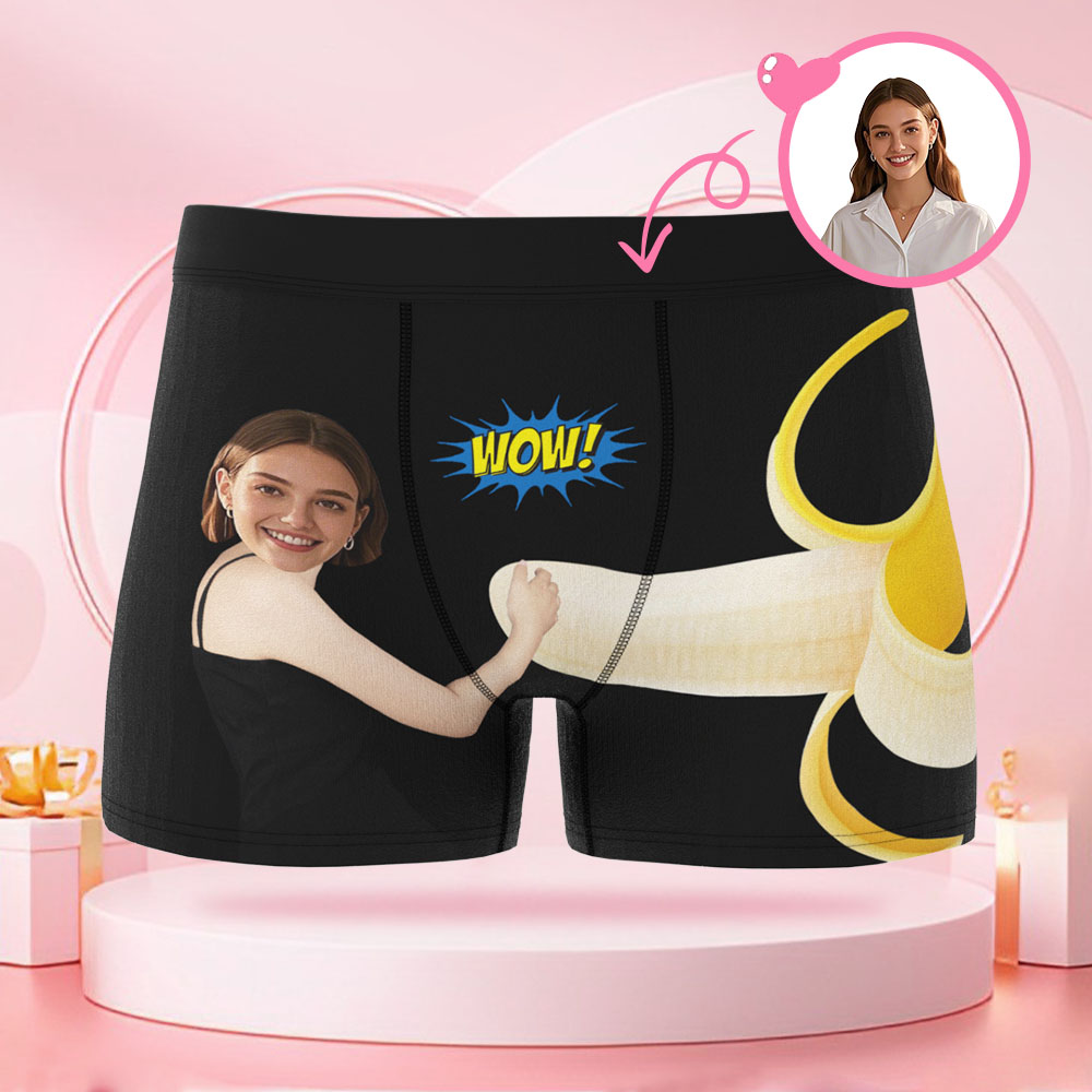 Maßgeschneiderte Herren-boxershorts Mit Dem Bild Einer Frau Mit Einer Banane, Individuellem Gesicht, Überraschungsgeschenk Für Den Freund Zum Valentinstag - DePhotoBoxer