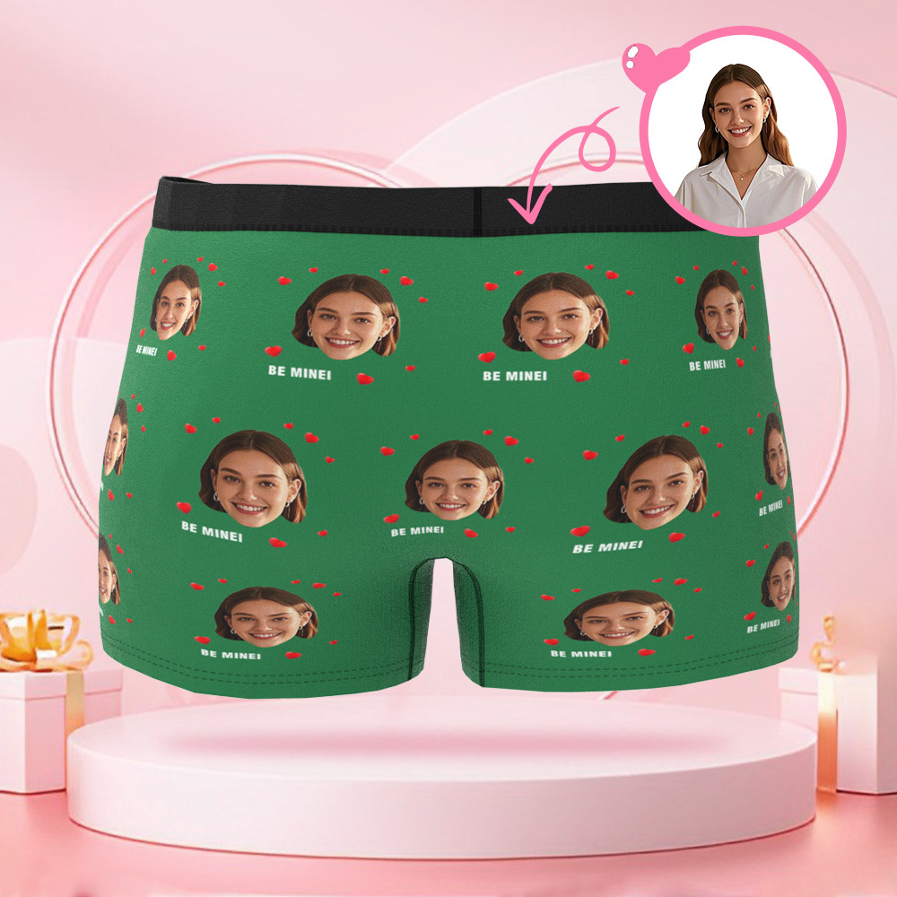 Personalisierte Gesichts-foto-avatar-herren-boxershorts Mit Mehreren Herzmustern, Boxer-geschenk Für Freund Zum Valentinstag - DePhotoBoxer
